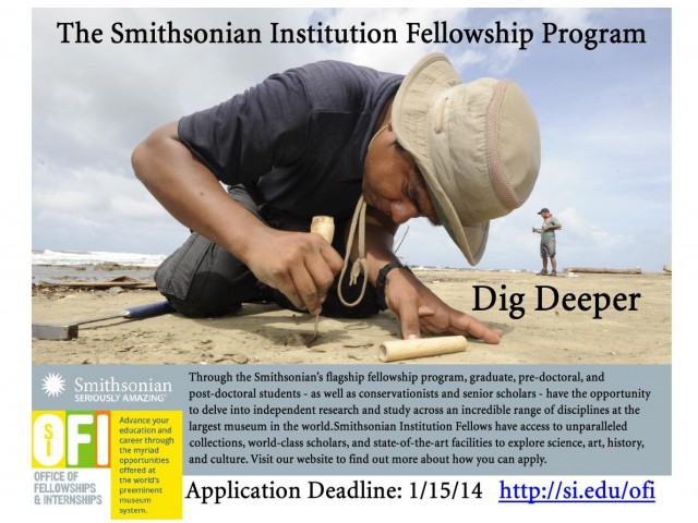 Applictions for 2014 Smithsonian Institution Fellowship Program Are Open