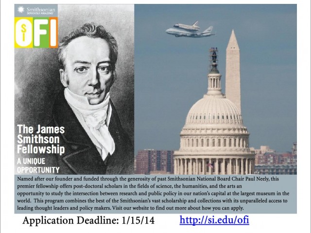 Applications for the 2014 James Smithson Fellowship Program Are Now Open