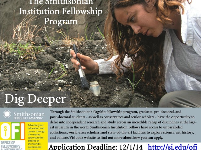 Applications for the 2015 Smithsonian Institution Fellowship Program Now Open