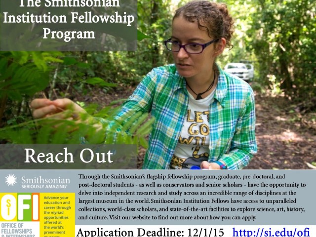 Applications for the 2016 Smithsonian Institution Fellowship Program Now Open