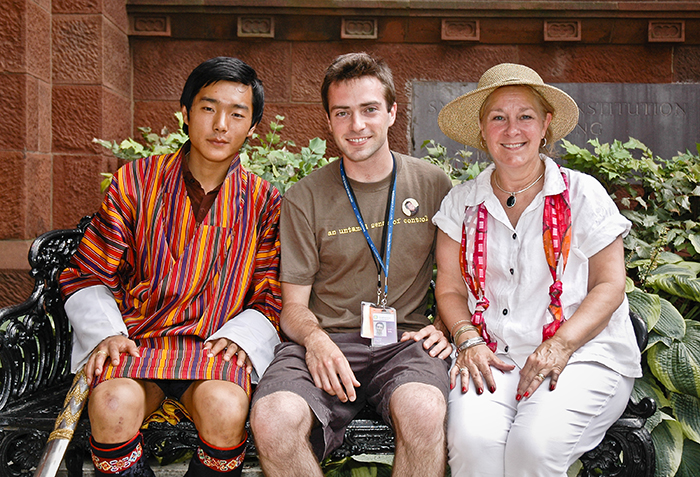 His Royal Highness Prince Jigyel Ugyen Wangchuck, Douglas Peach, and May Peach at the 2008 Folklife Festival. Photo by Tom Peach