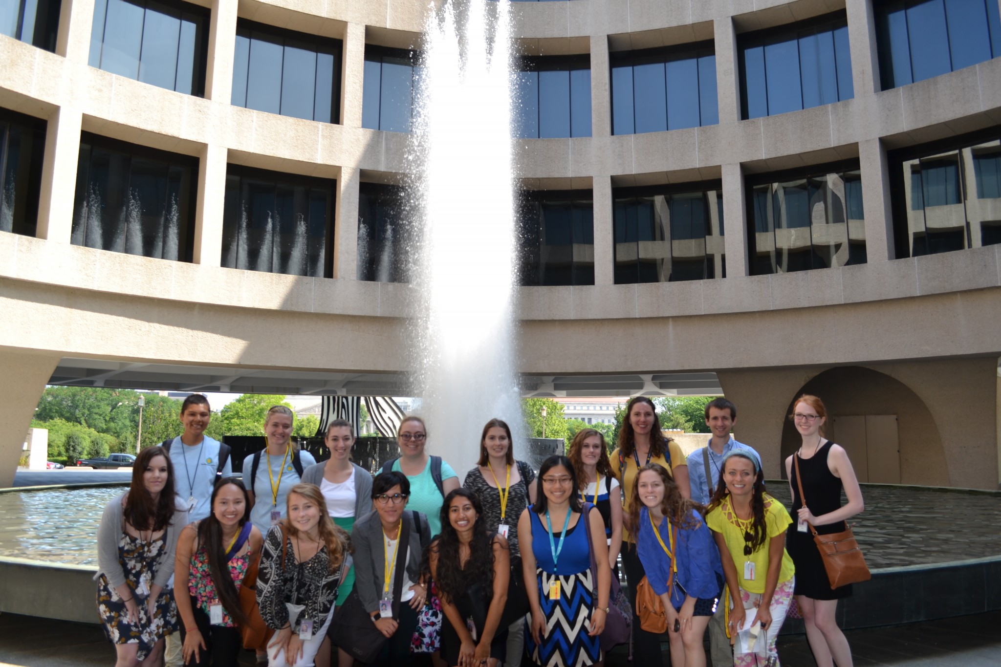 Interns gather at the Hirshhorn Musuem and Sculpture Garden for the Morning at the Museum event