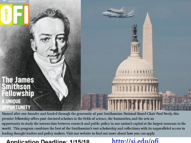 2018 James Smithson Fellowship Applications Now Being Accepted